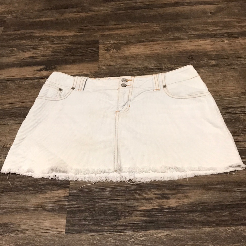 Abercrombie and Fitch White Corduroy Mini Skirt